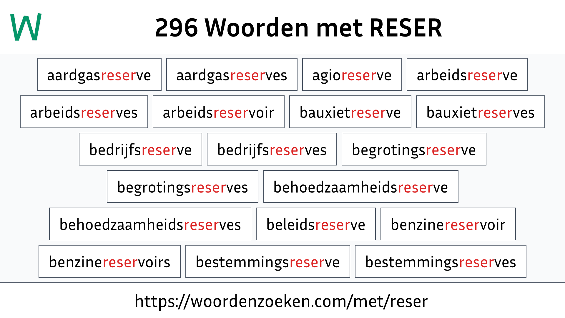 Woorden met RESER