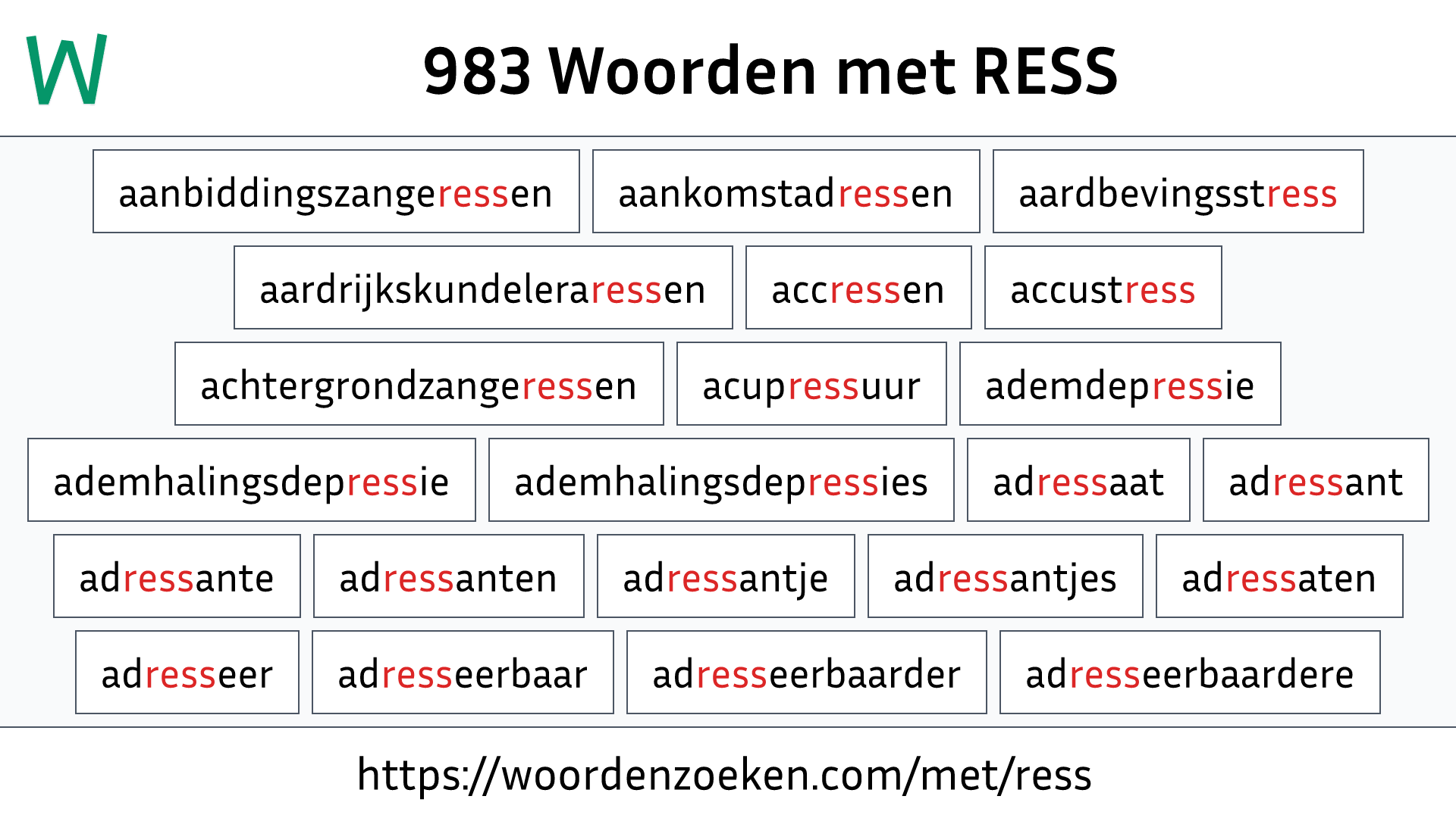 Woorden met RESS