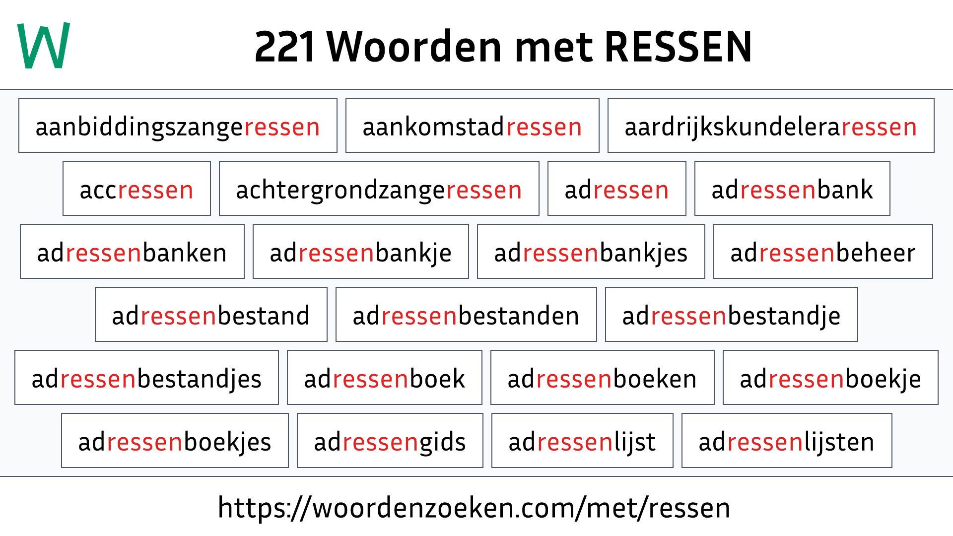 Woorden met RESSEN