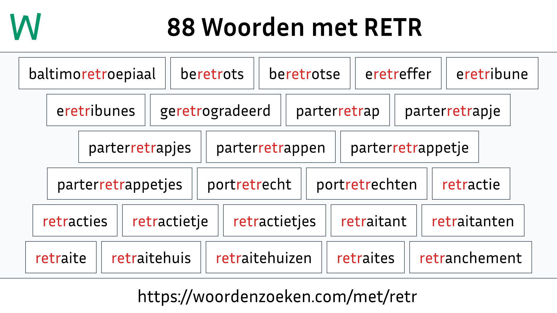 Woorden met RETR