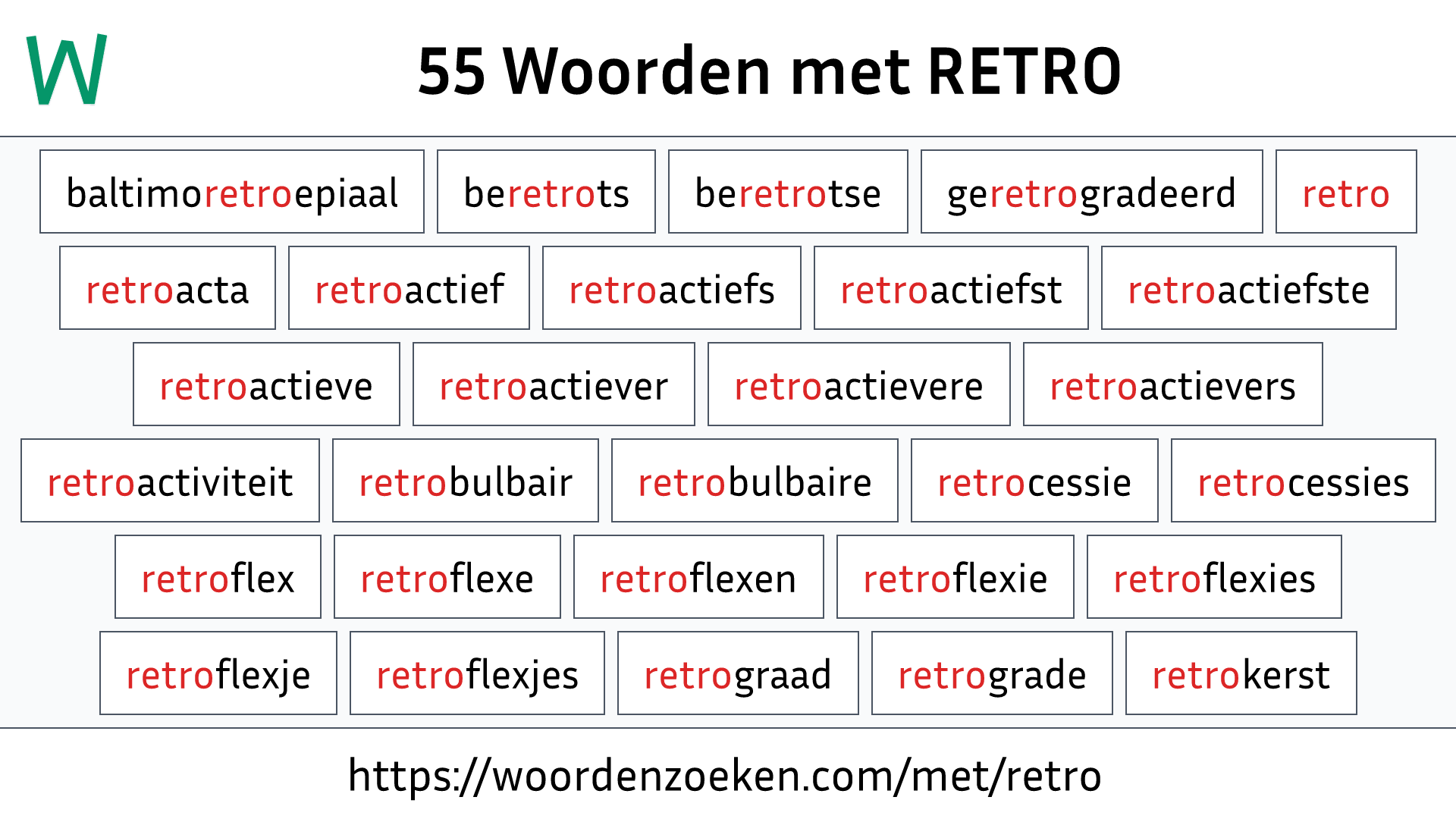 Woorden met RETRO