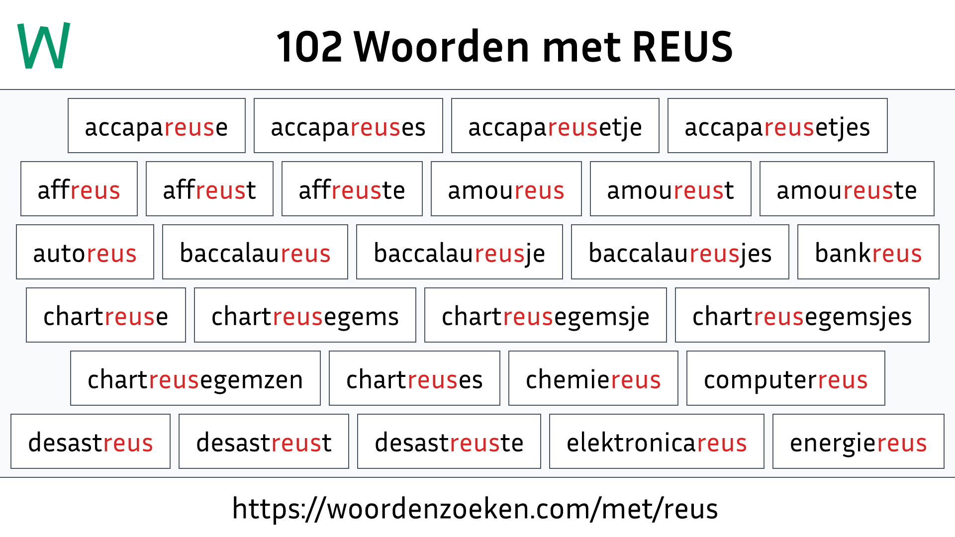 Woorden met REUS