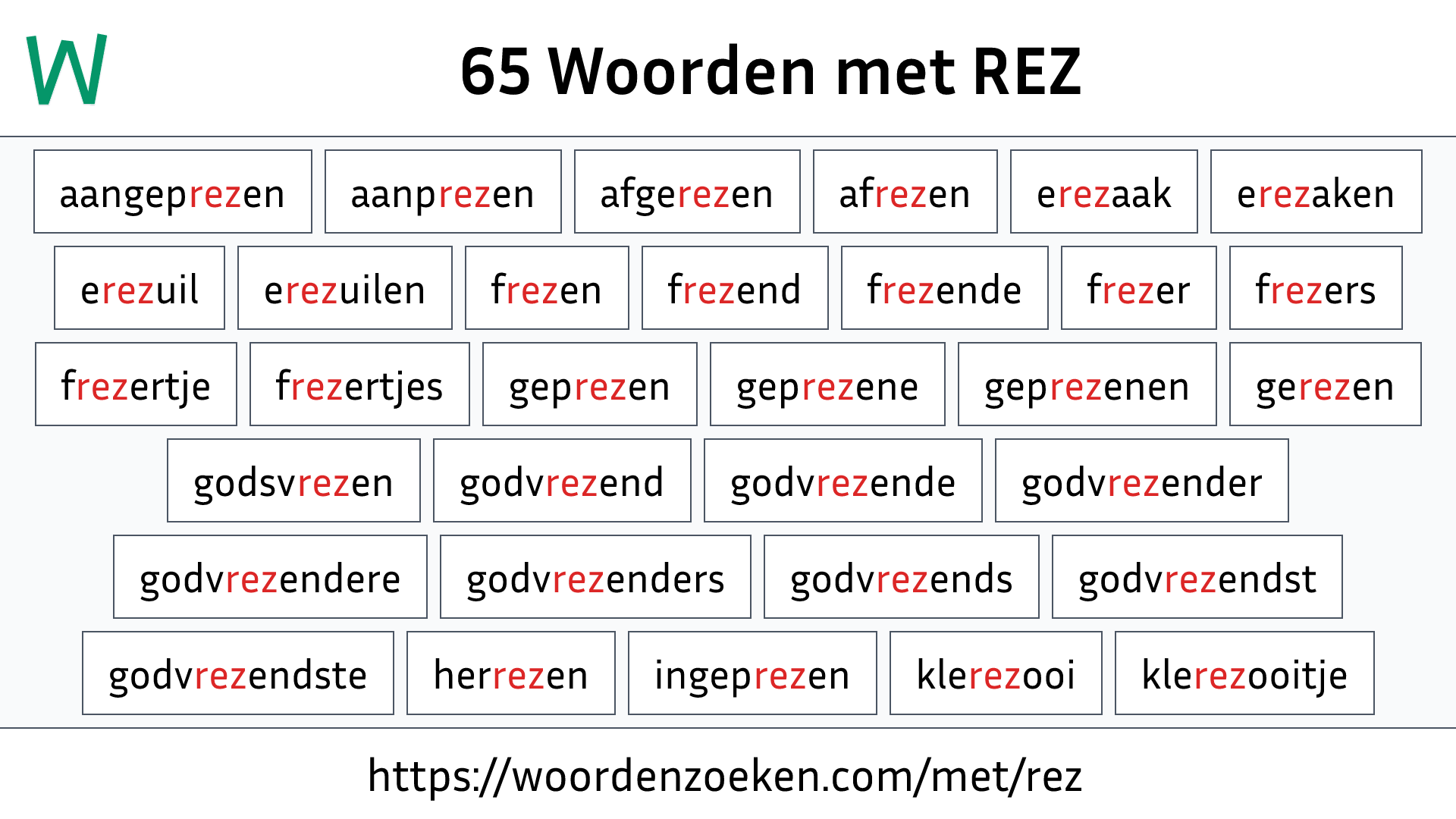 Woorden met REZ