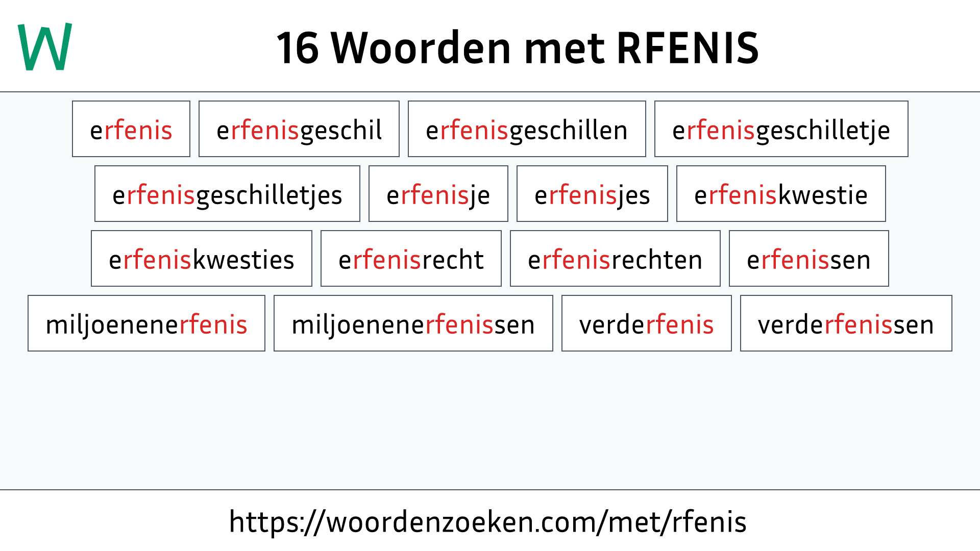 Woorden met RFENIS