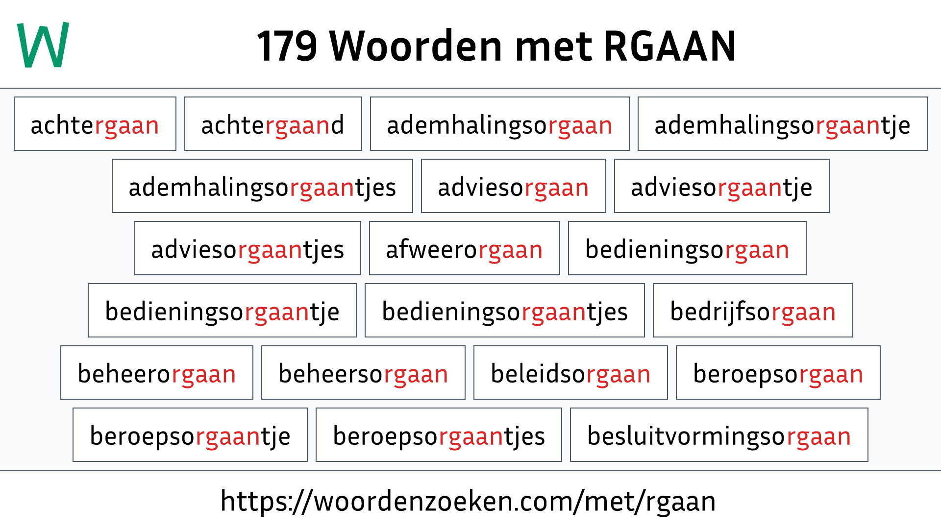 Woorden met RGAAN