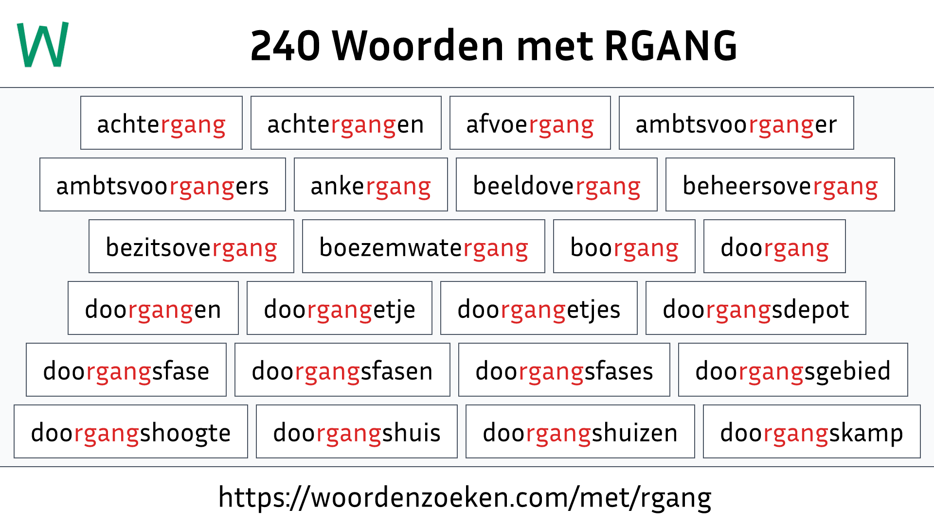 Woorden met RGANG