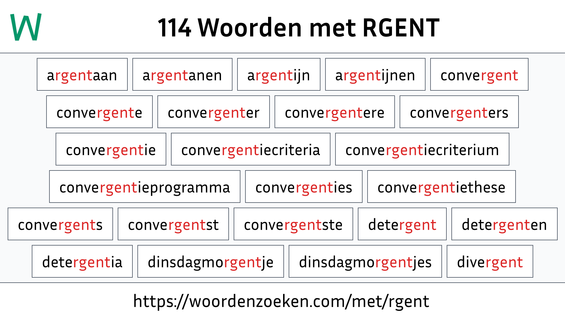 Woorden met RGENT