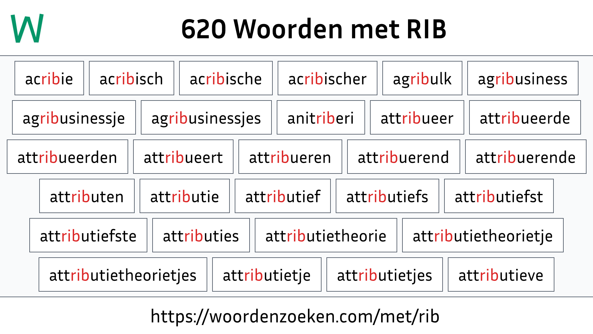 Woorden met RIB