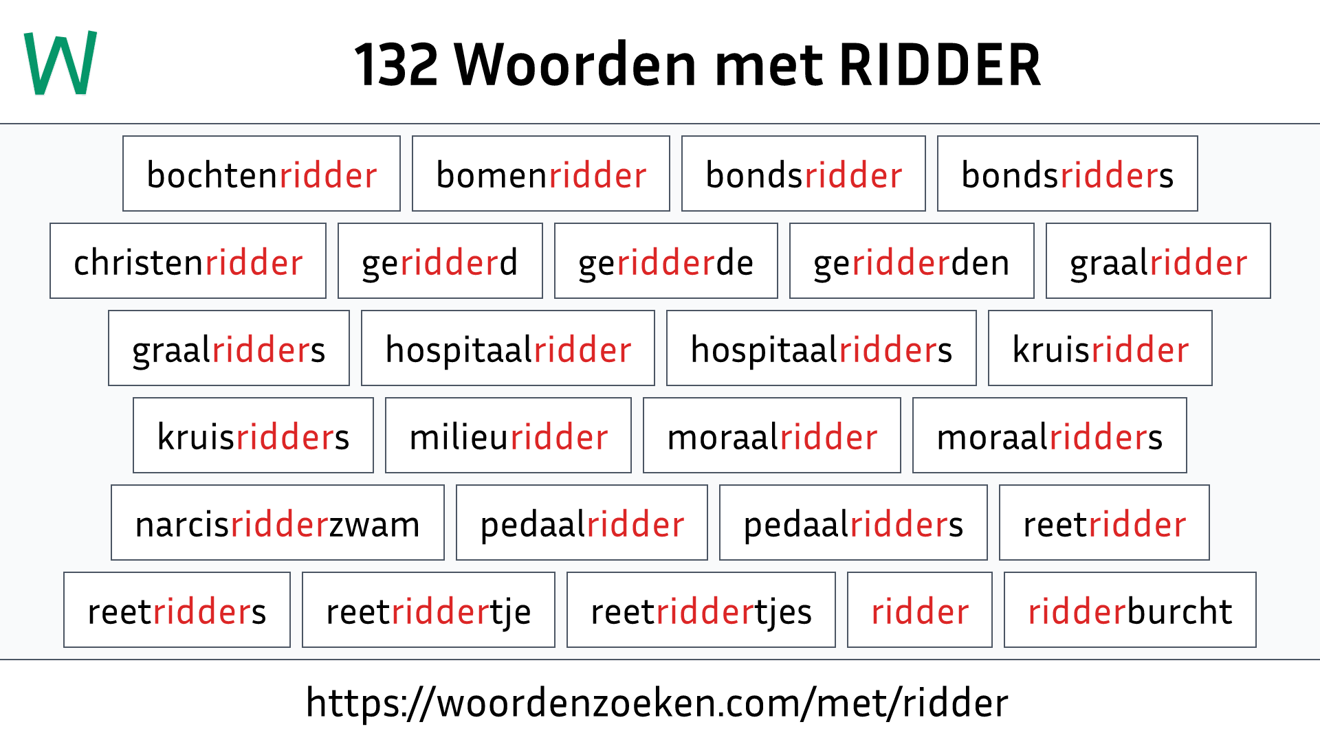 Woorden met RIDDER