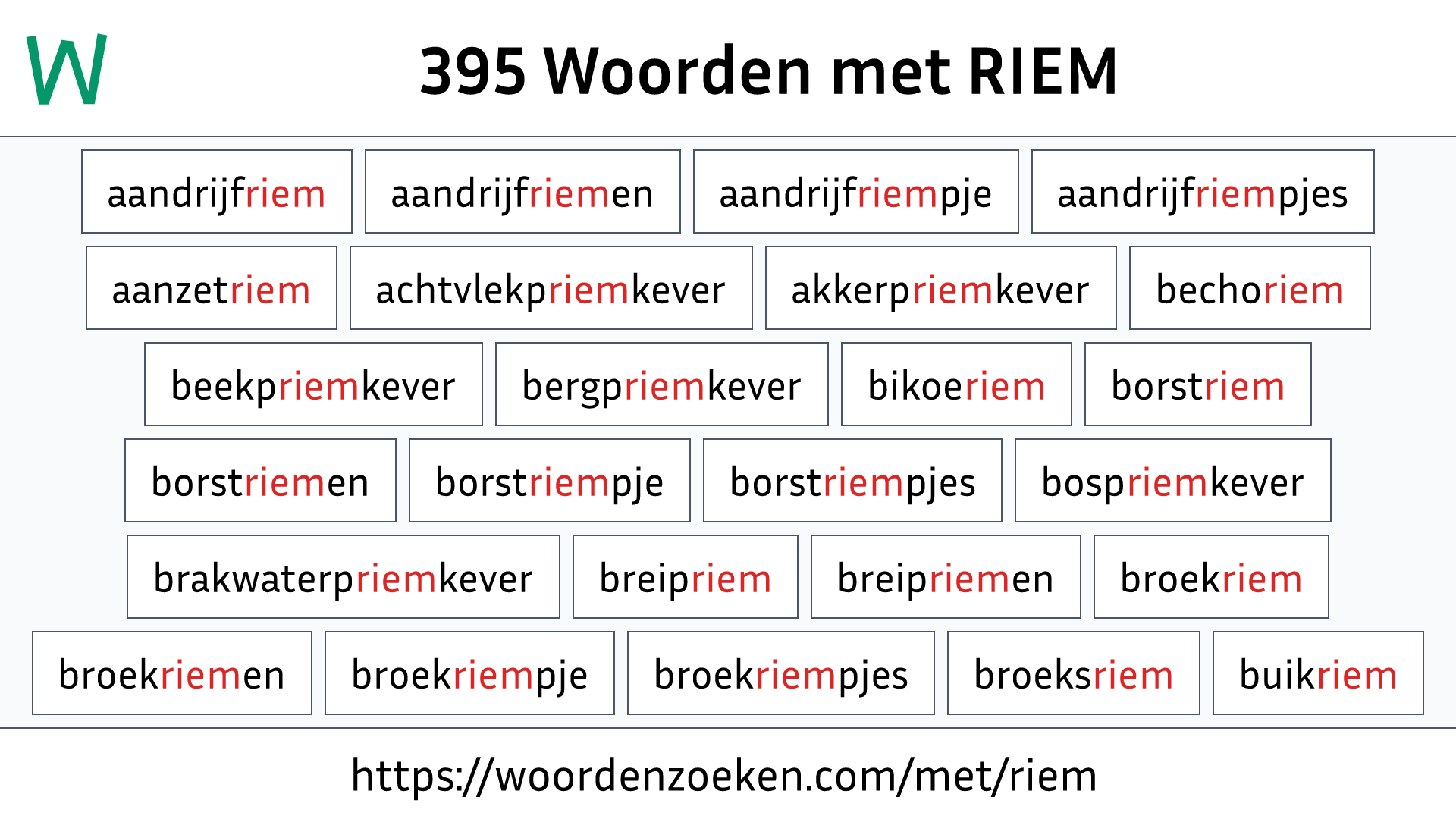 Woorden met RIEM