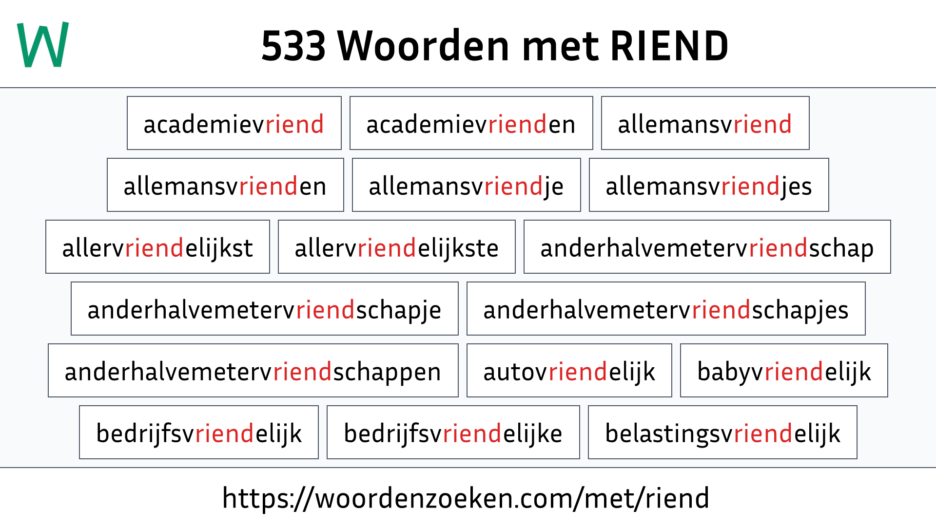 Woorden met RIEND