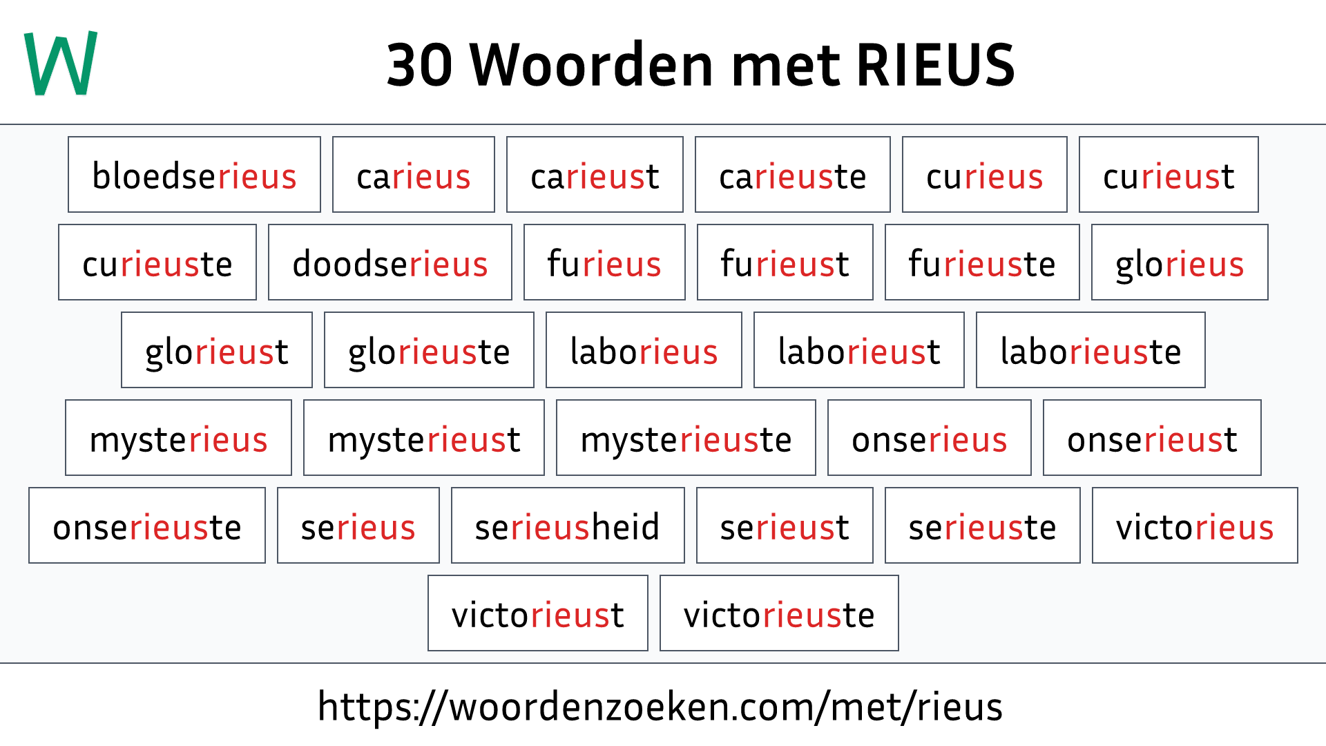 Woorden met RIEUS