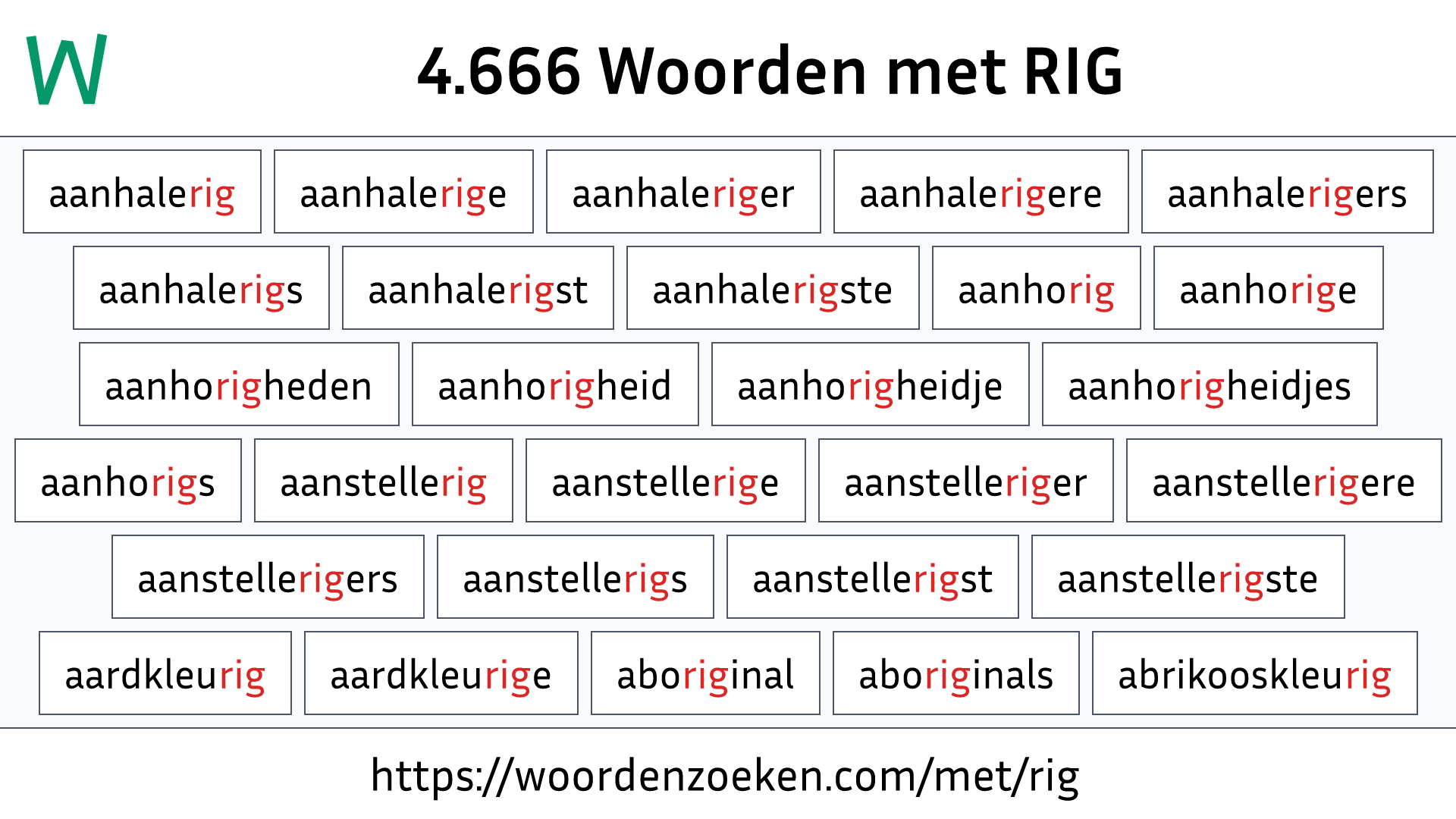 Woorden met RIG