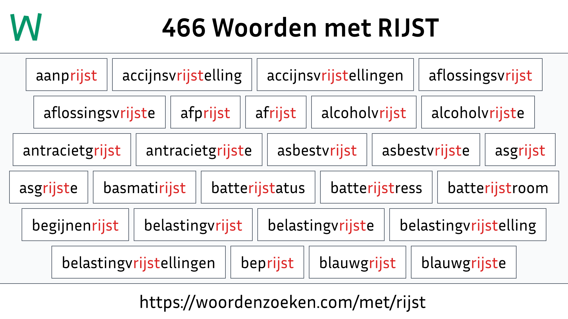 Woorden met RIJST