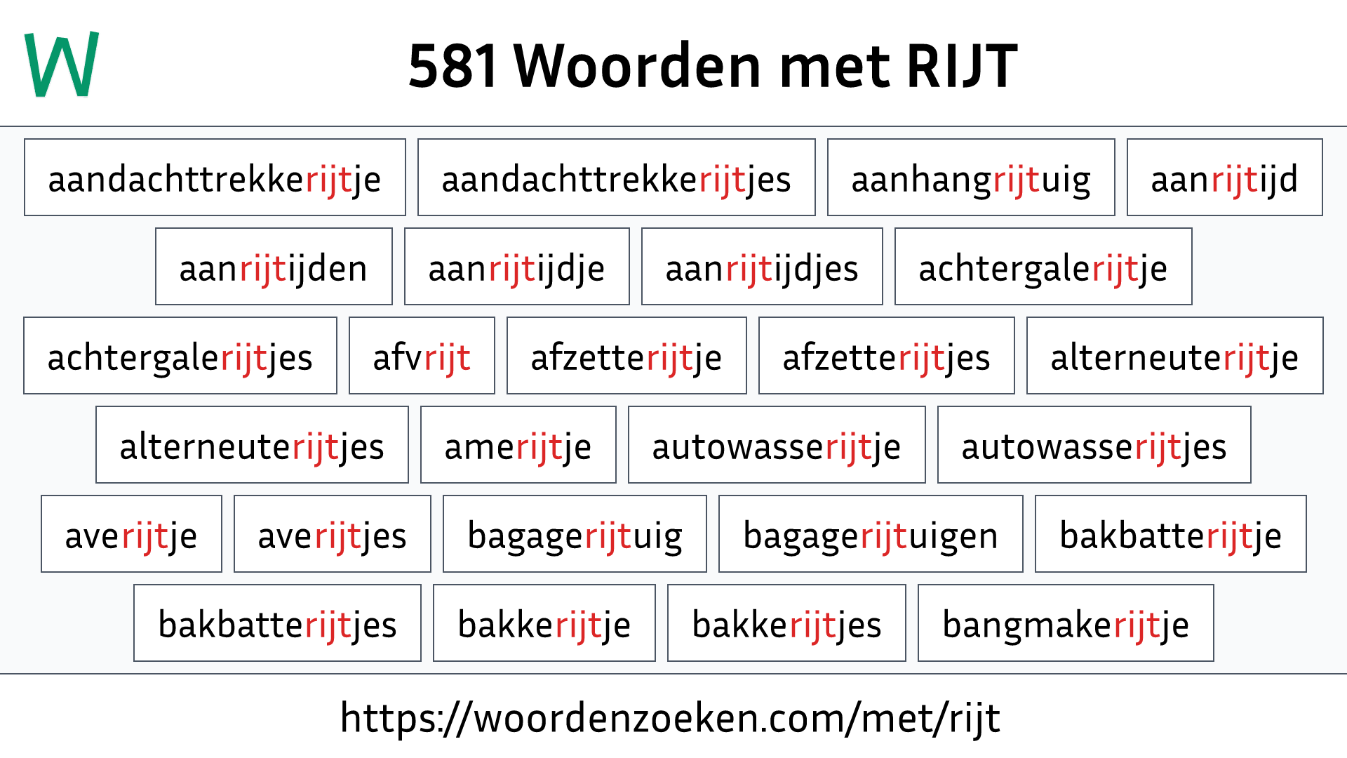 Woorden met RIJT