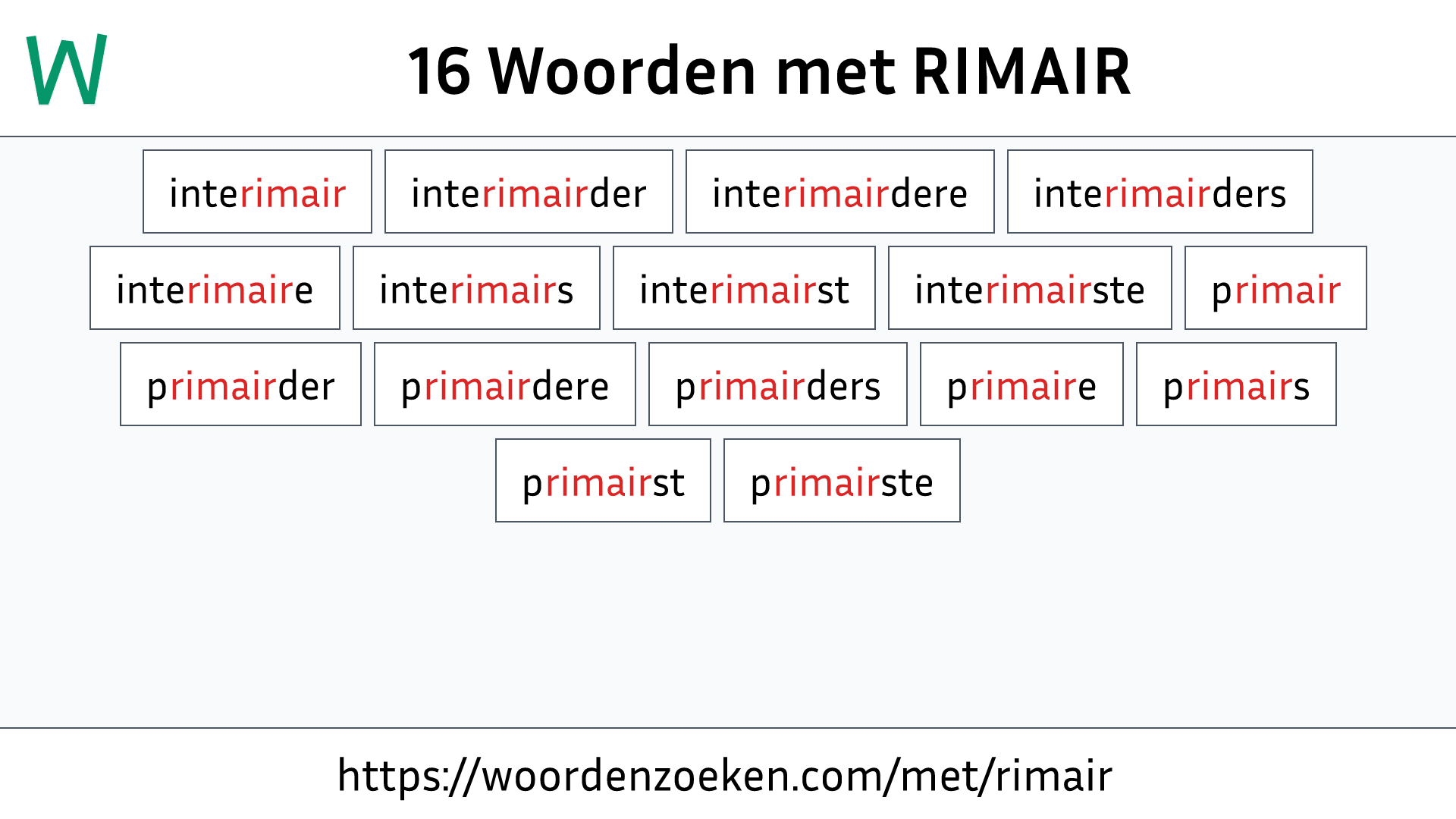 Woorden met RIMAIR