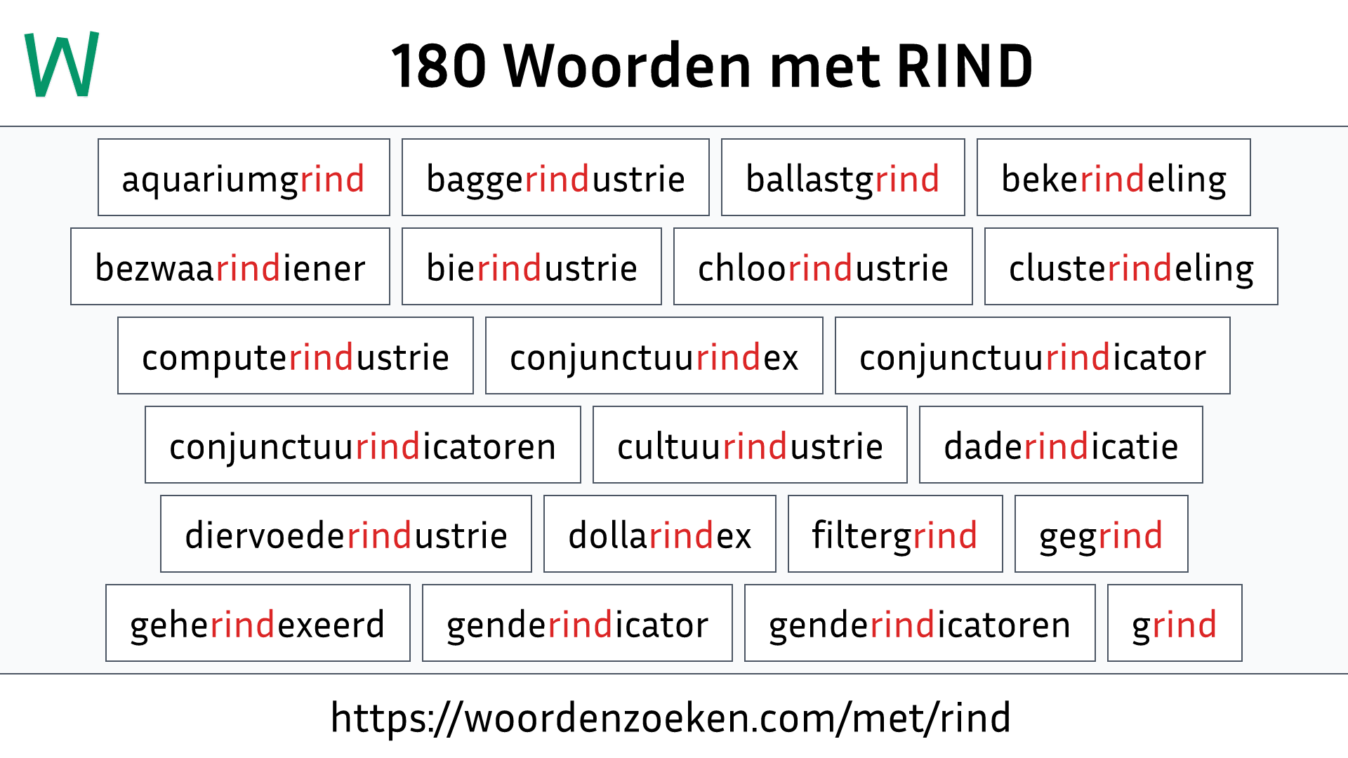 Woorden met RIND