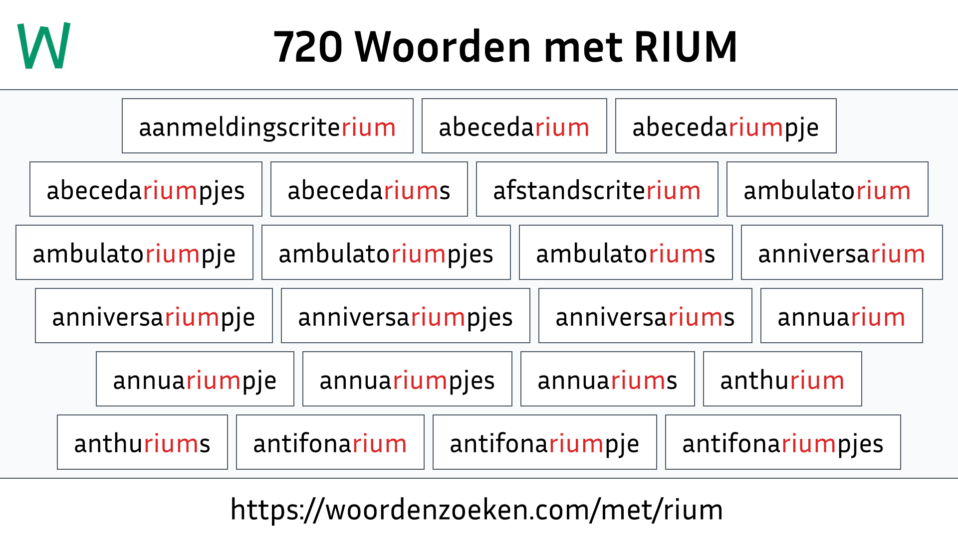 Woorden met RIUM