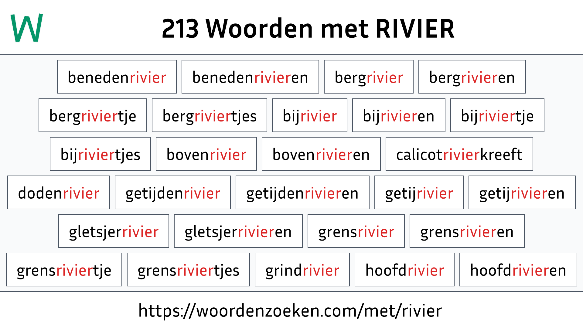 Woorden met RIVIER