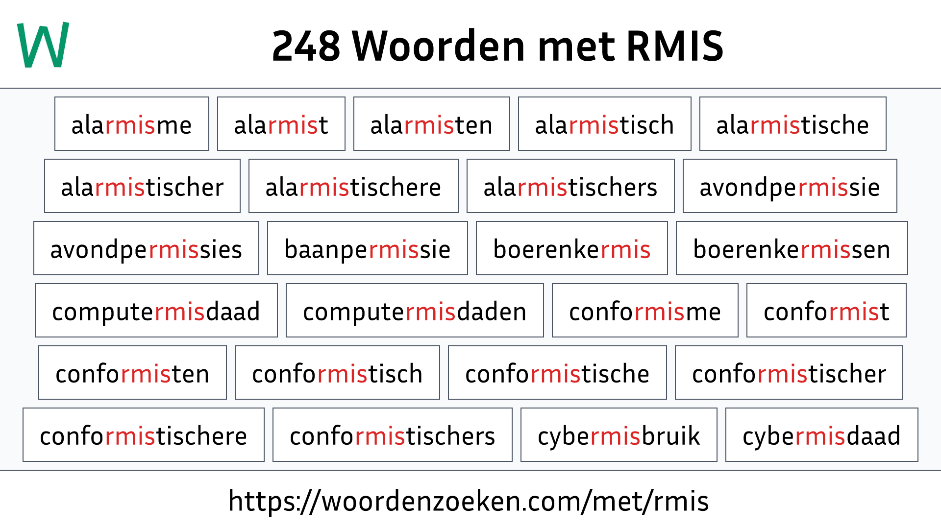 Woorden met RMIS