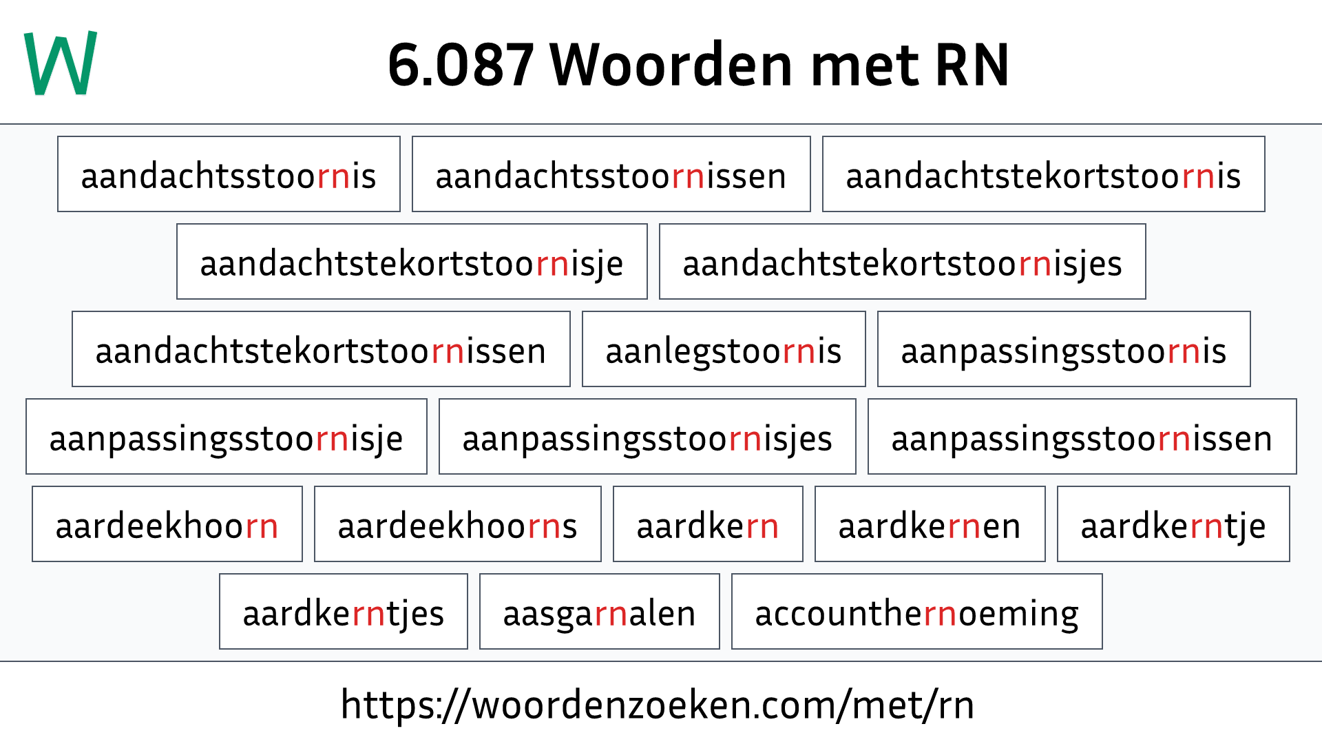 Woorden met RN