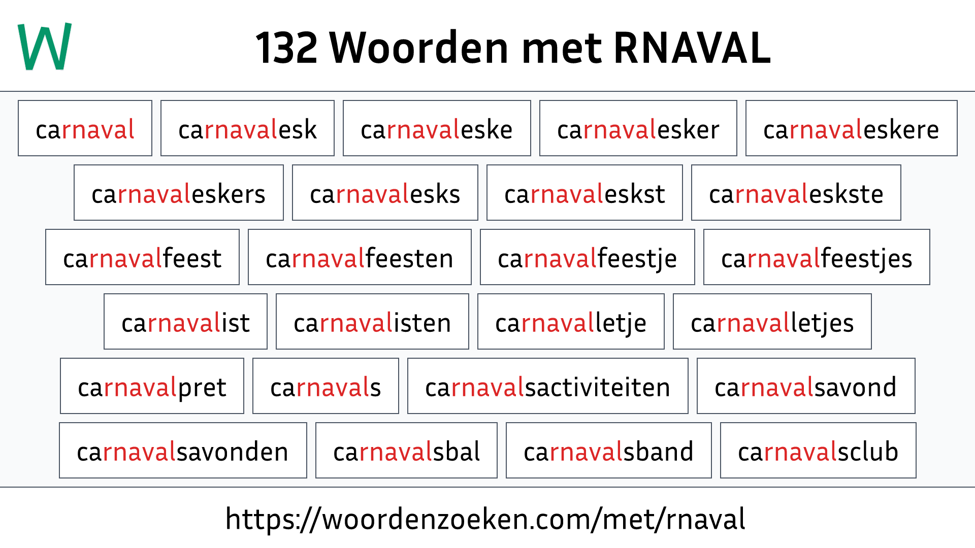 Woorden met RNAVAL