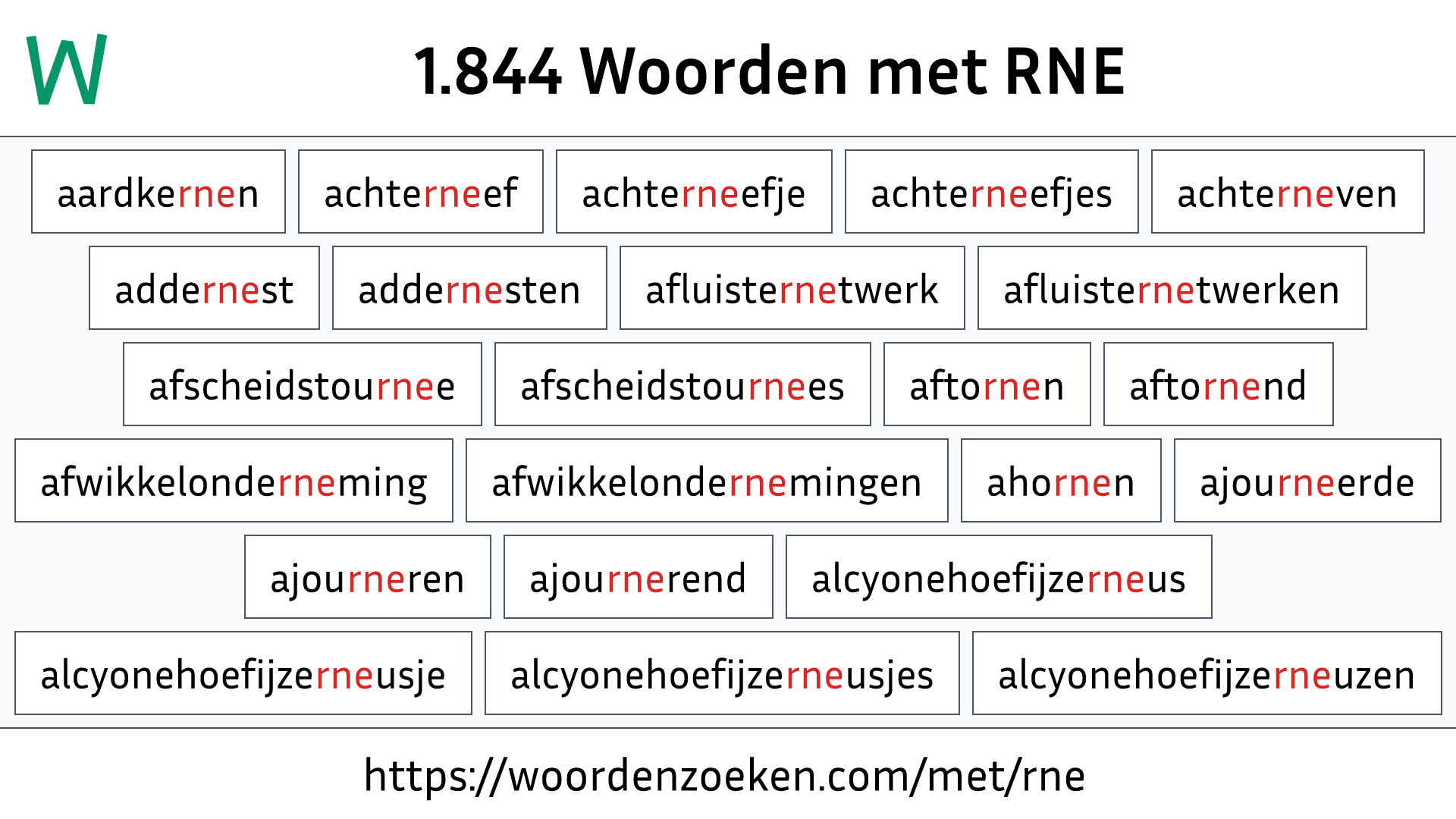 Woorden met RNE