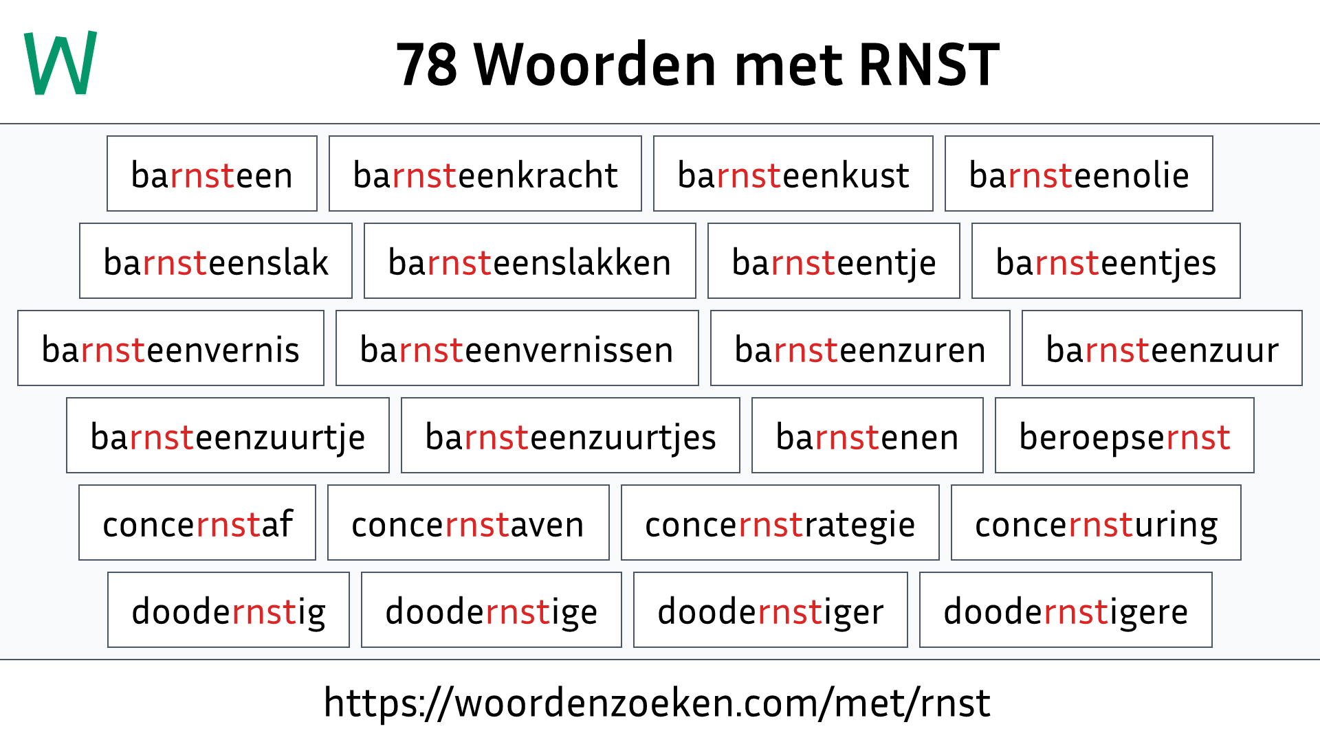 Woorden met RNST