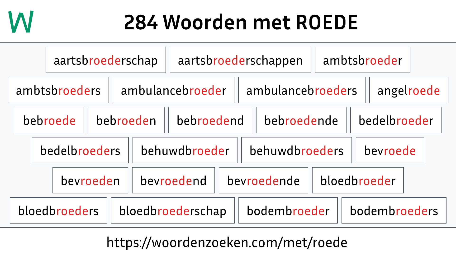Woorden met ROEDE