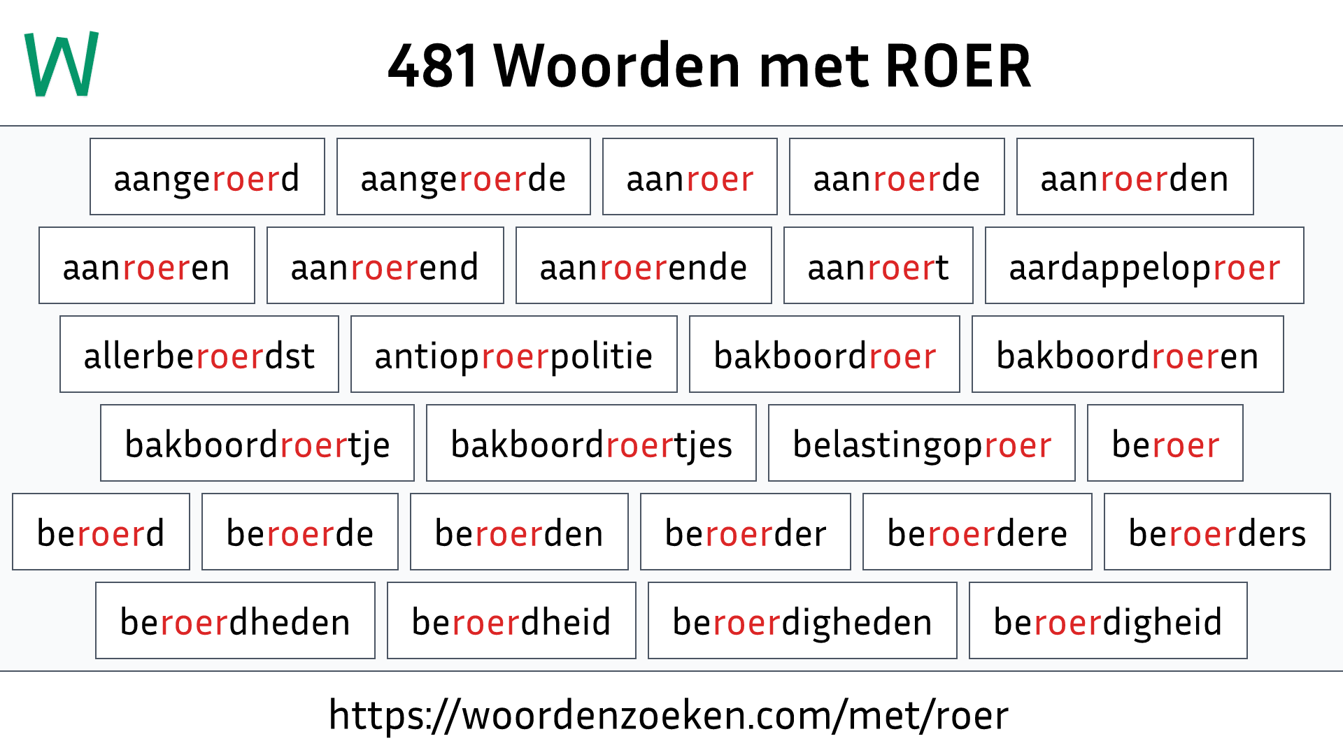 Woorden met ROER