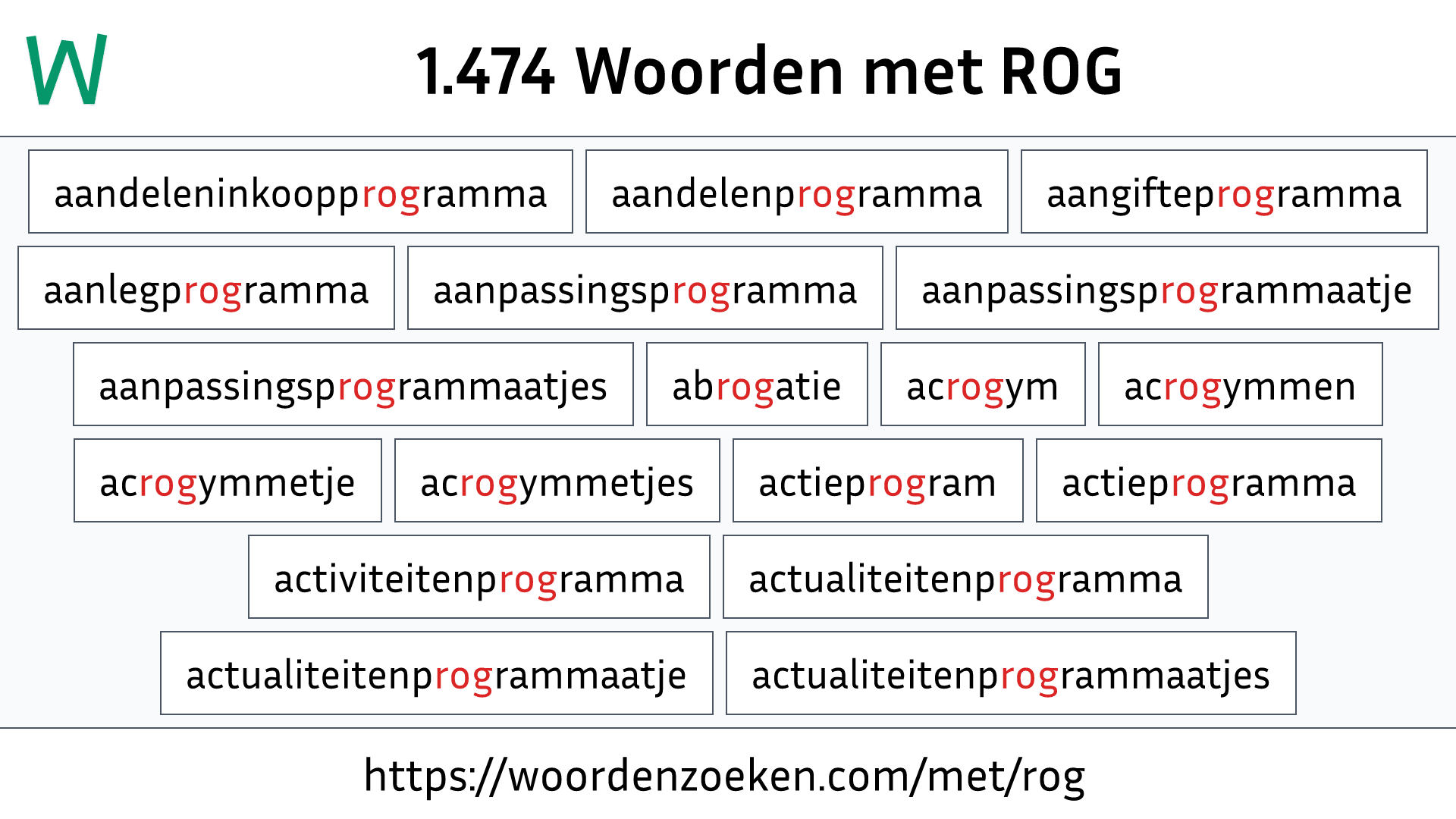 Woorden met ROG