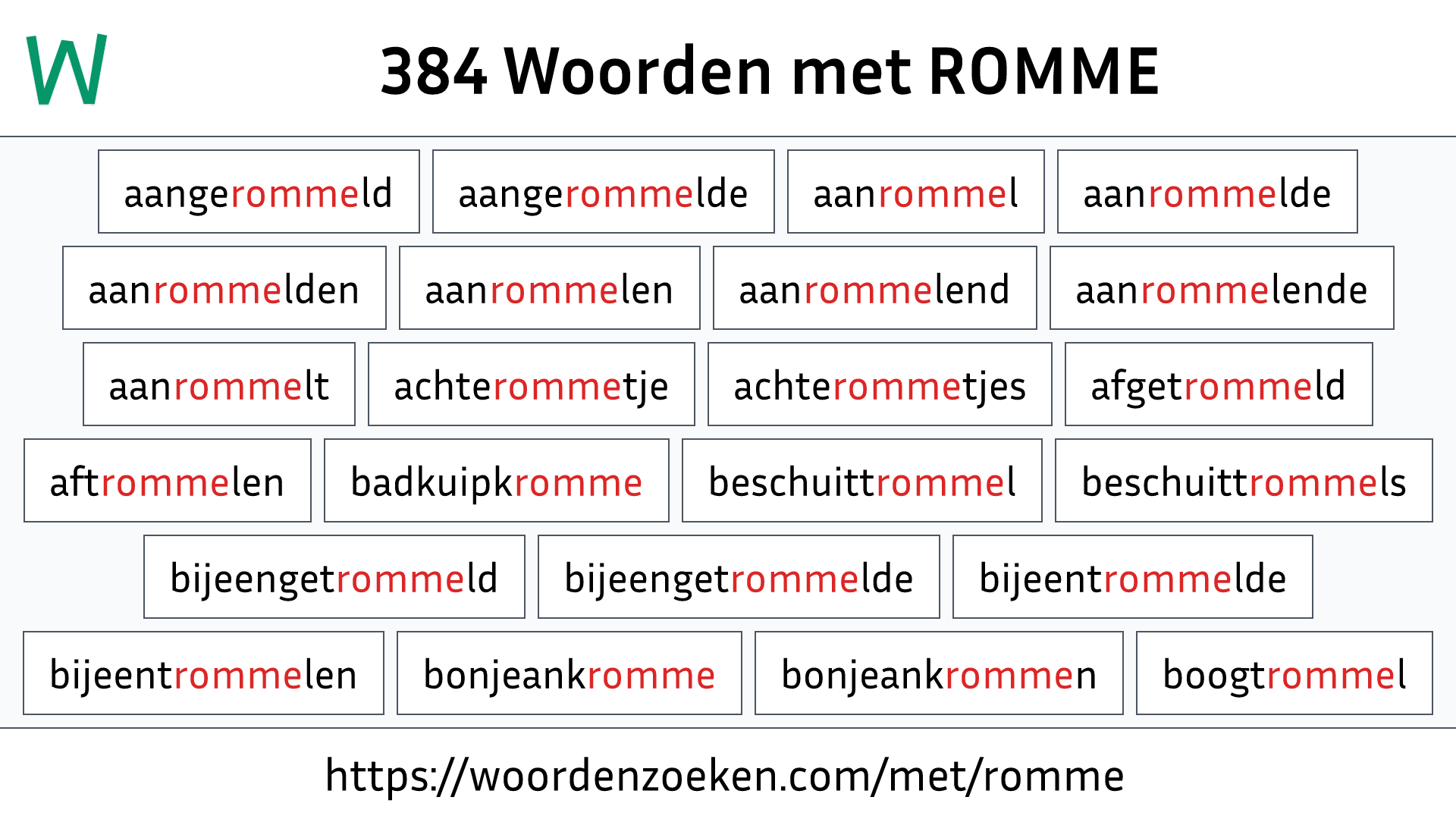 Woorden met ROMME