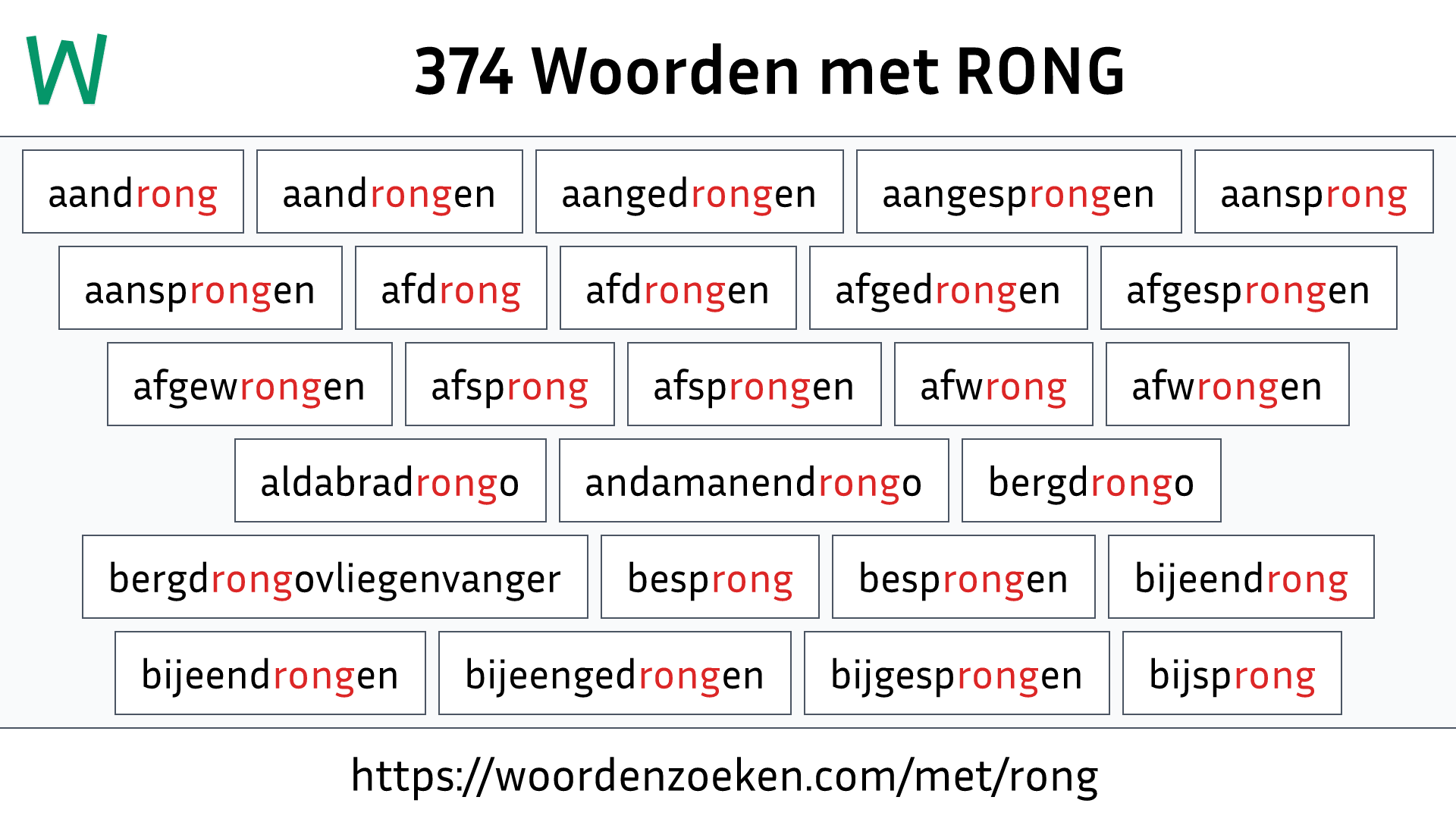 Woorden met RONG