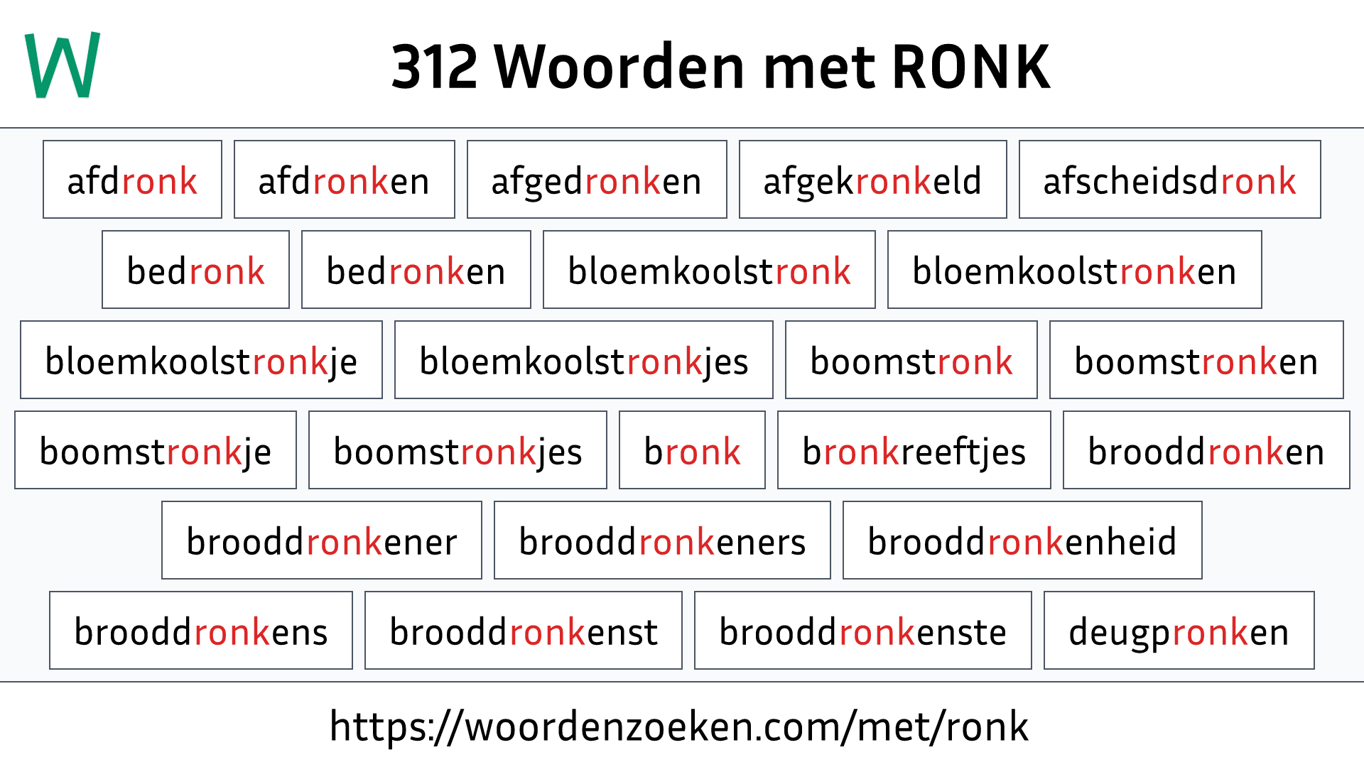 Woorden met RONK