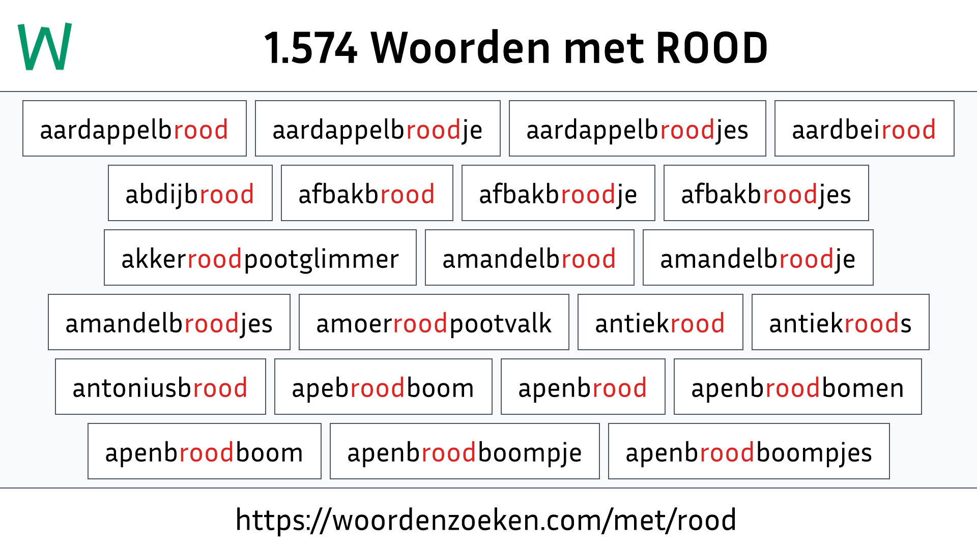 Woorden met ROOD