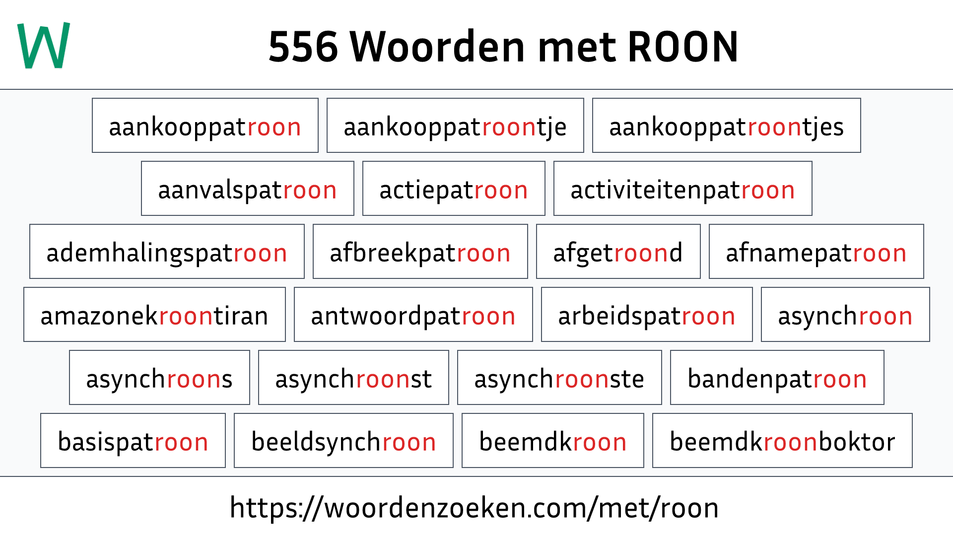 Woorden met ROON