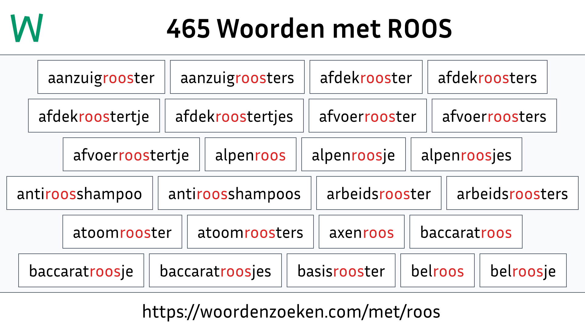 Woorden met ROOS