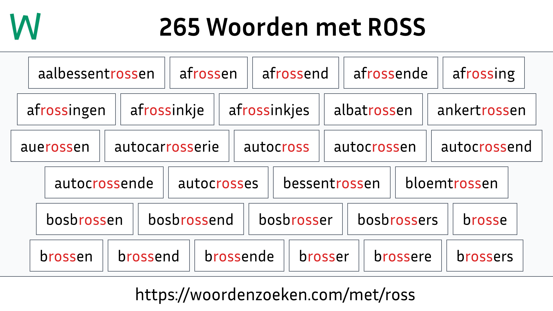 Woorden met ROSS