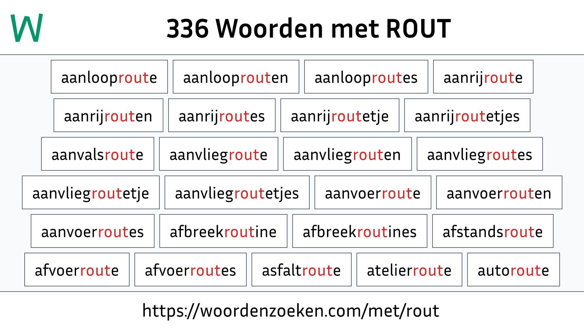 Woorden met ROUT
