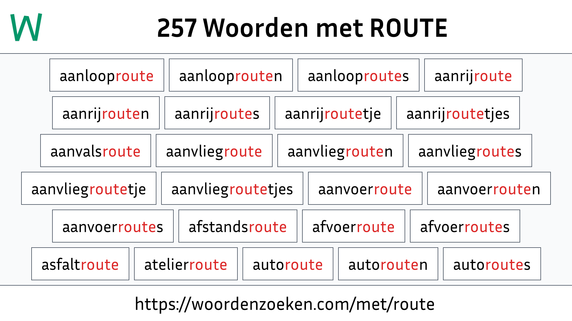 Woorden met ROUTE