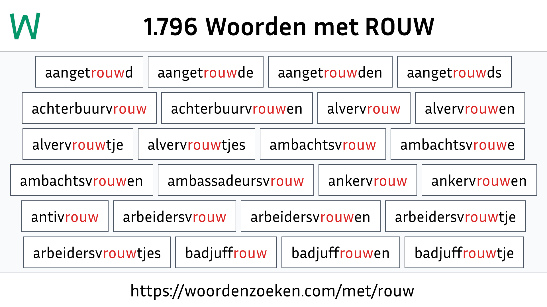 Woorden met ROUW