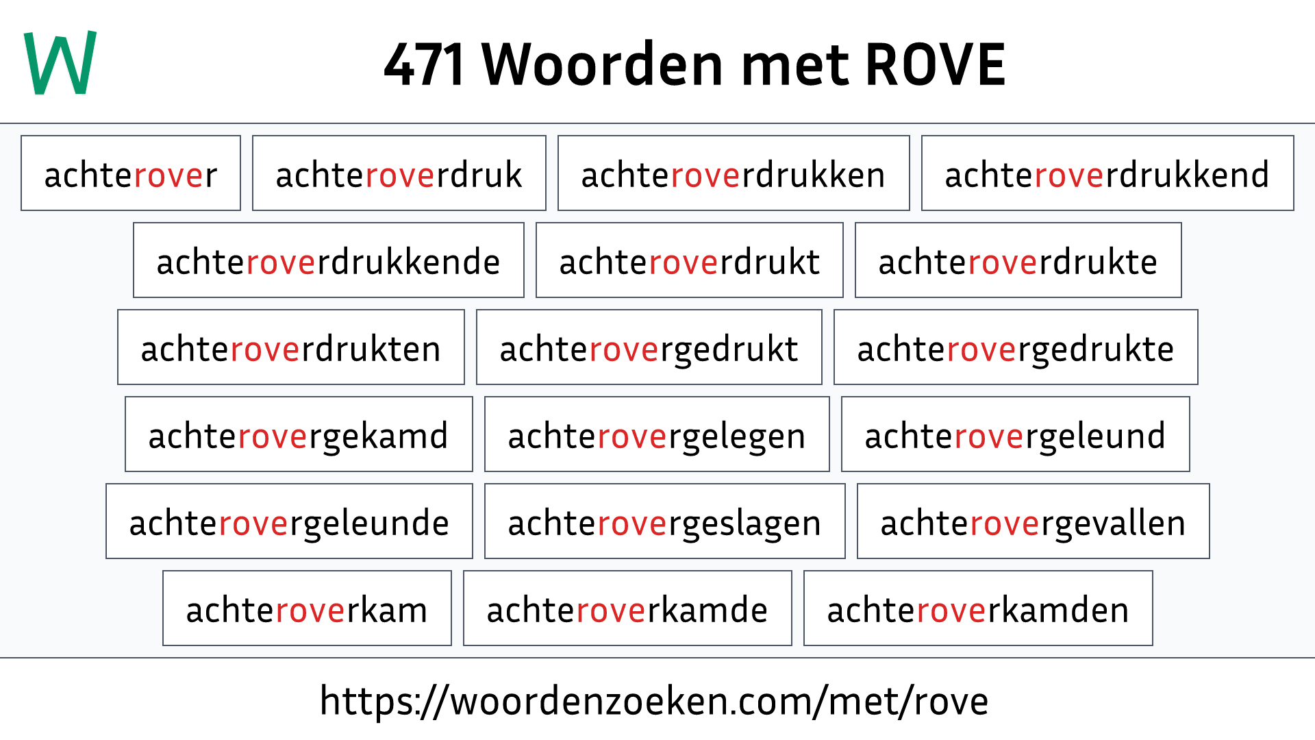Woorden met ROVE