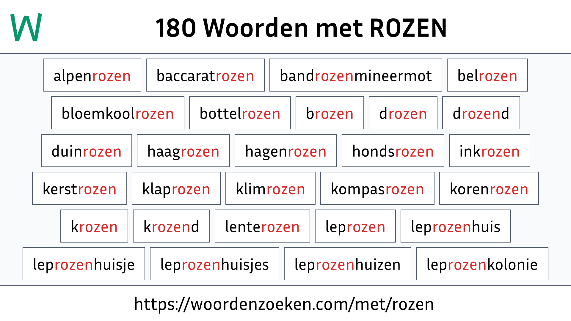 Woorden met ROZEN