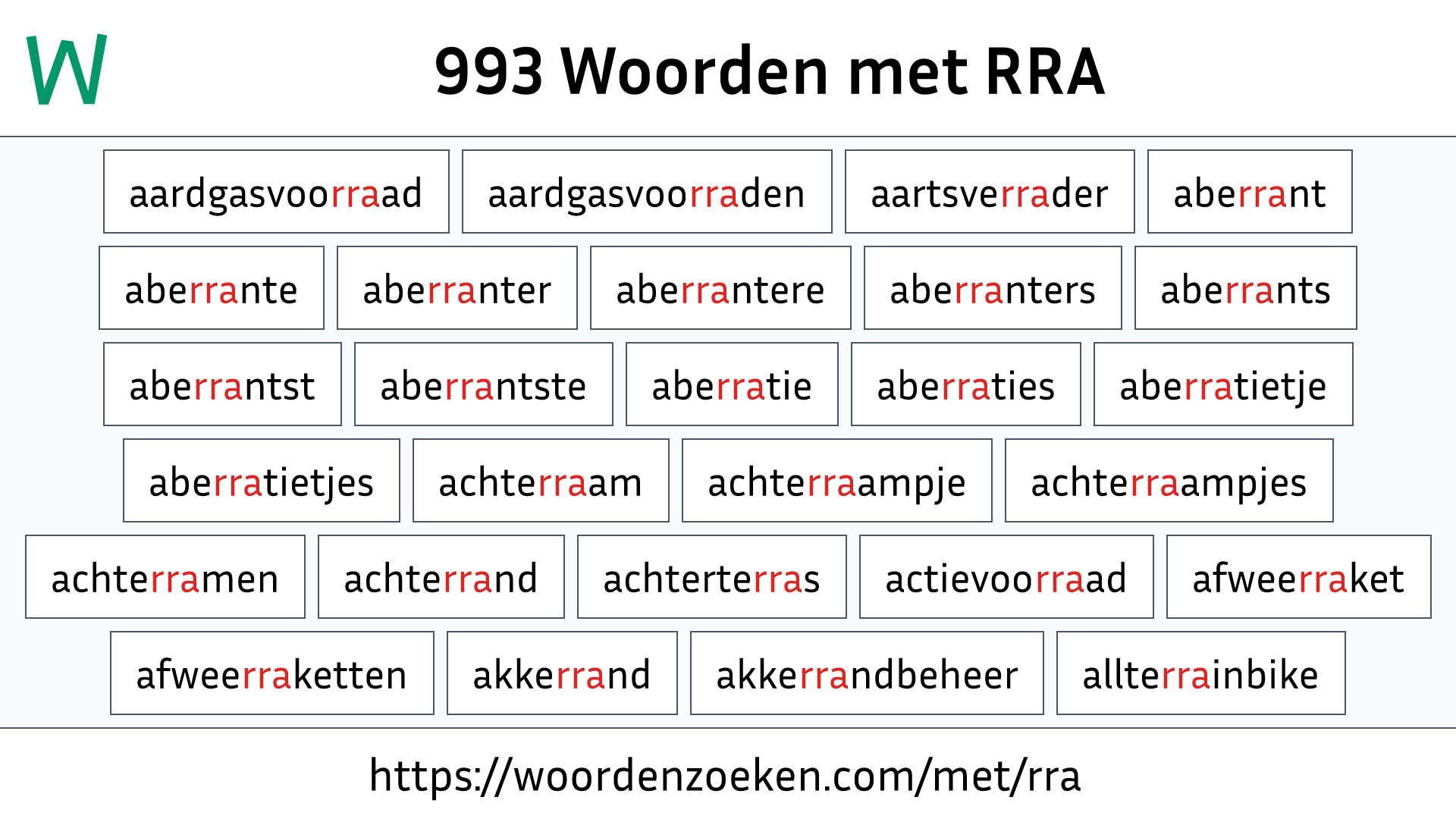 Woorden met RRA