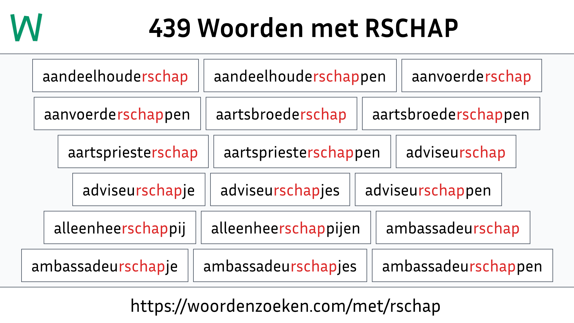 Woorden met RSCHAP