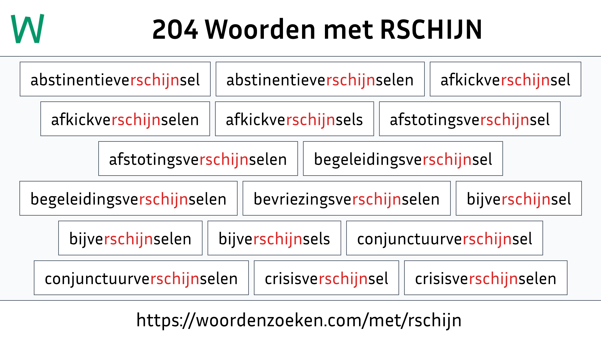 Woorden met RSCHIJN
