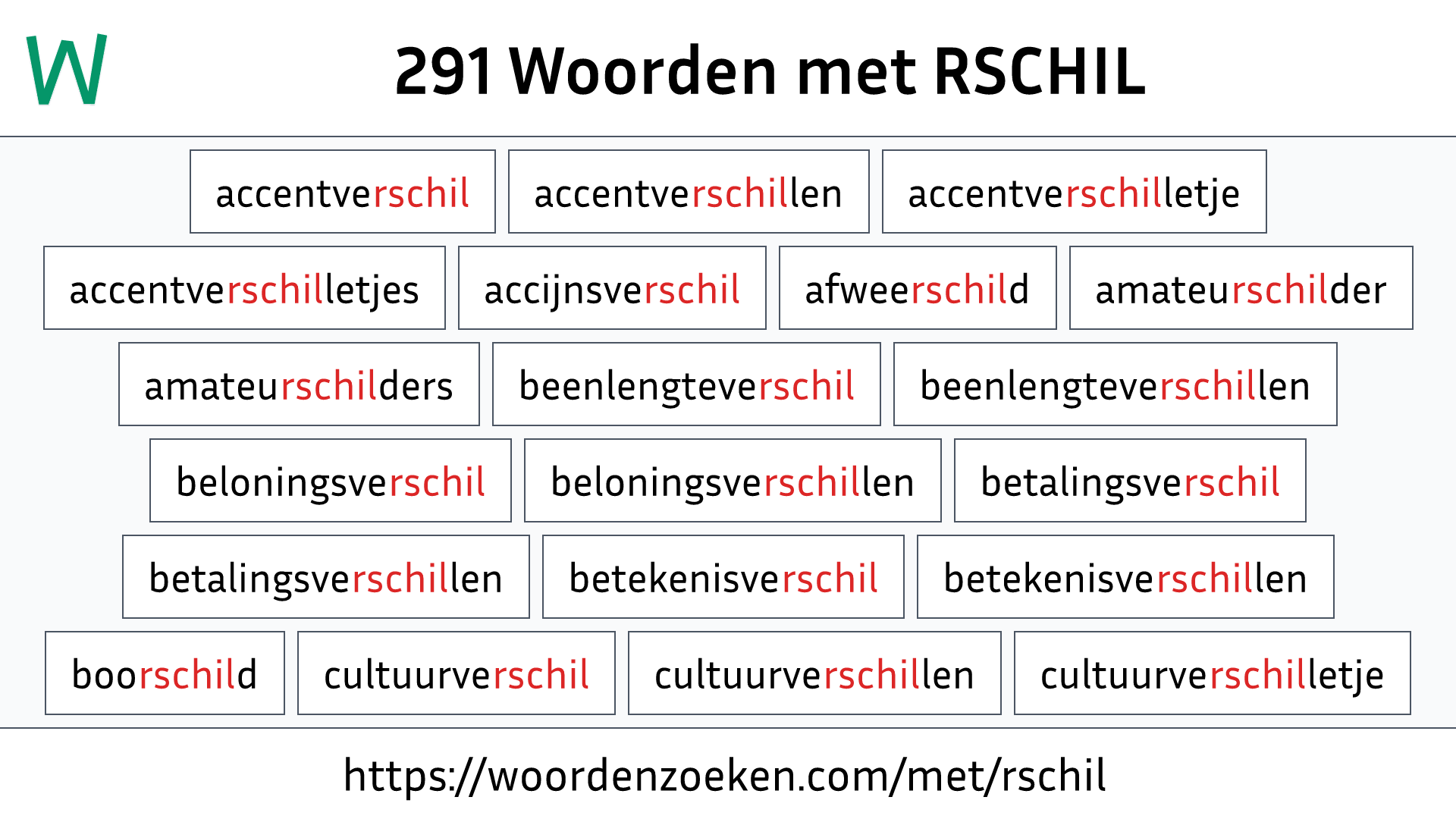 Woorden met RSCHIL