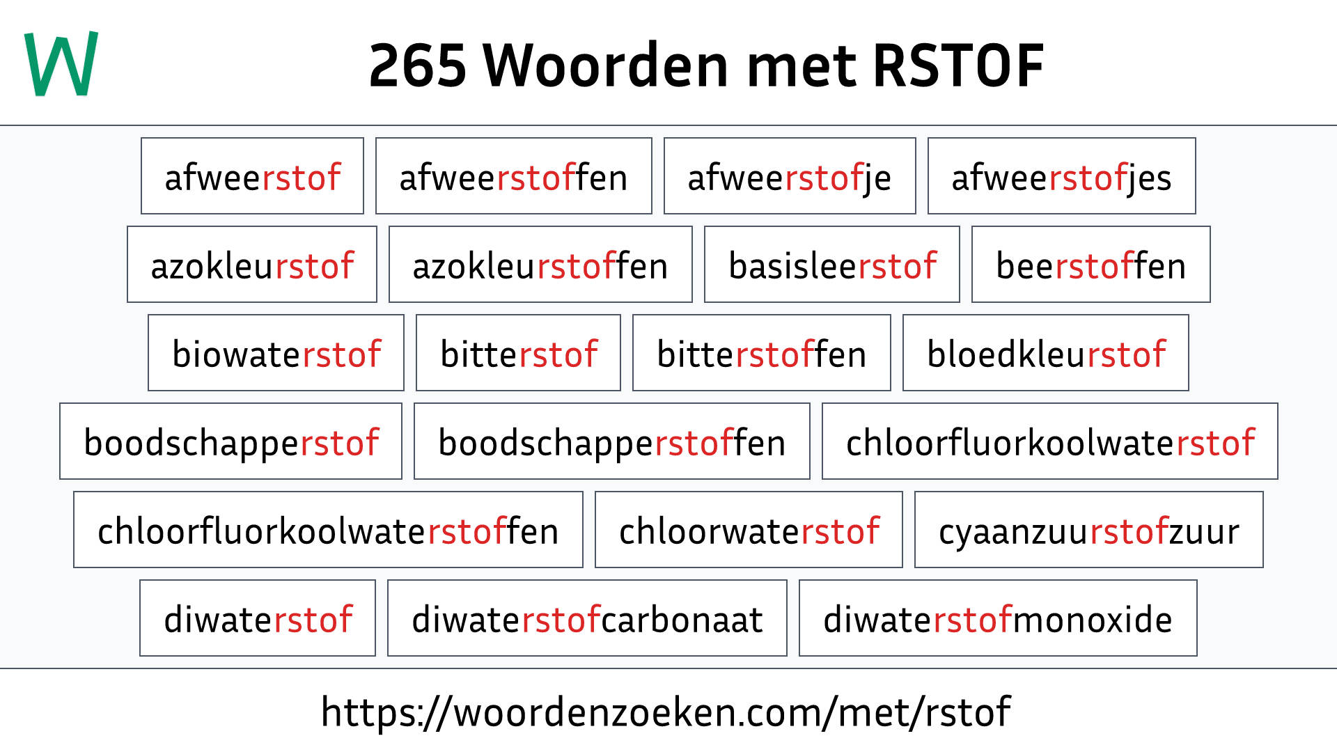 Woorden met RSTOF