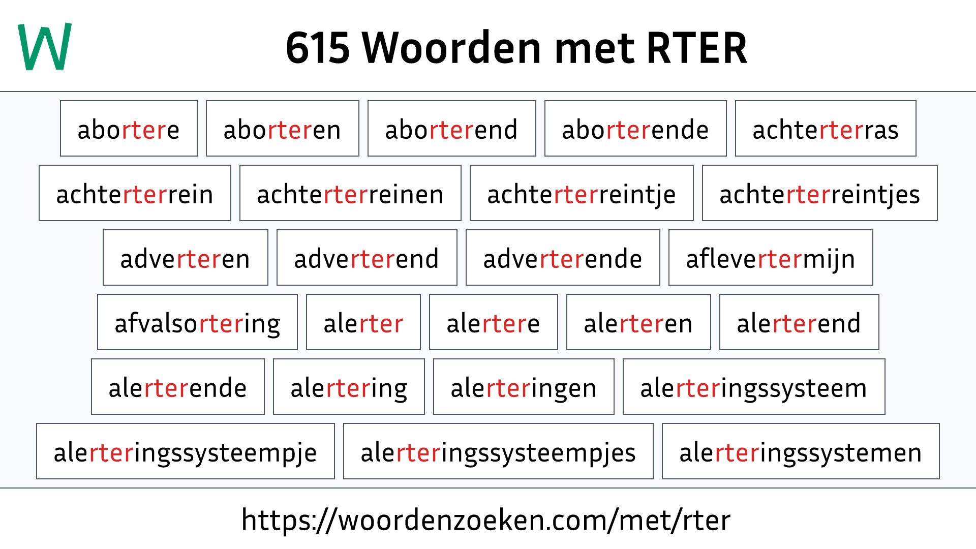 Woorden met RTER