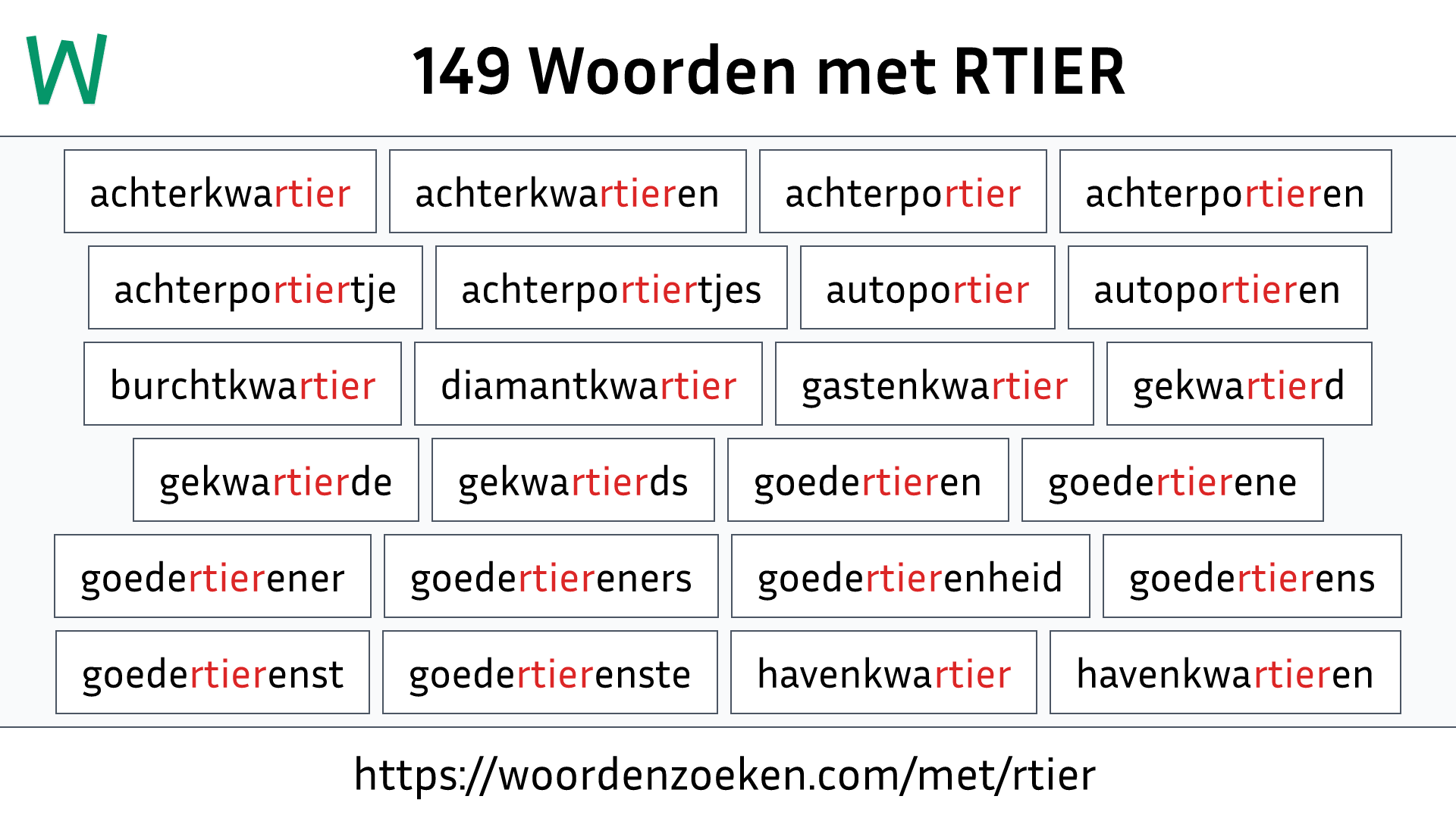 Woorden met RTIER